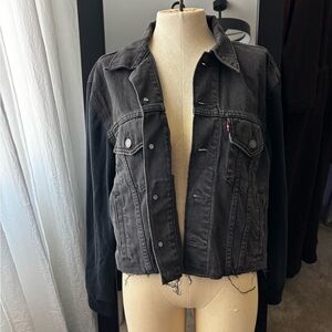 Levi's Dark Gray Denim Jacket with Jersey Sleeves